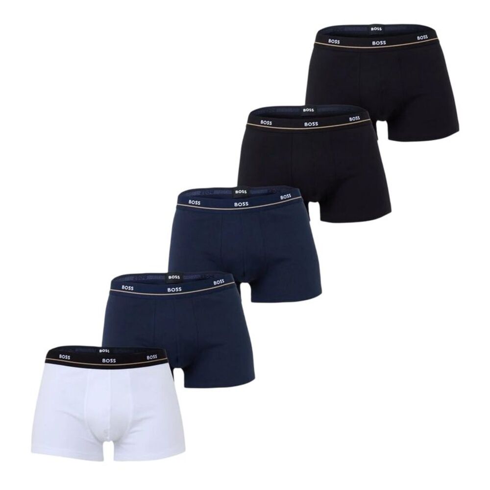 Boss Mens Plain Boxer Shorts (Pack of 5) / White